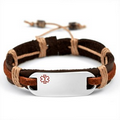 Logan Leather Hemp Medical Bracelet Rust Rope Engravable Front